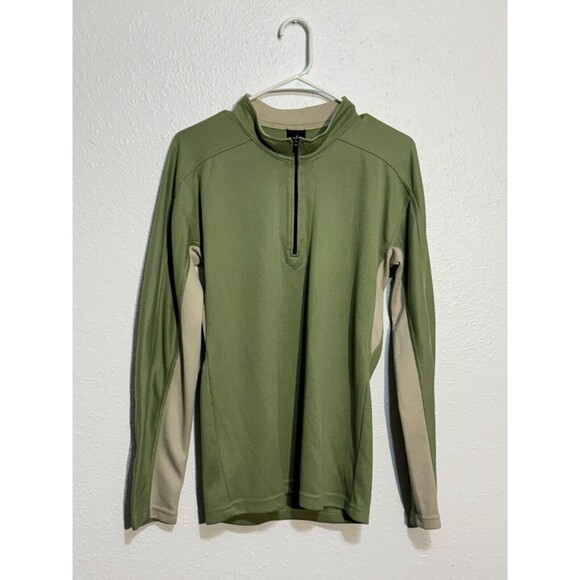 PrAna Breathe 1/4 Zip Lightweight Pullover Sweater Men's Size Small Green/Tan - Picture 1 of 11